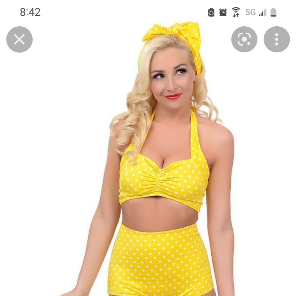 BNWT Yellow Dot swim top